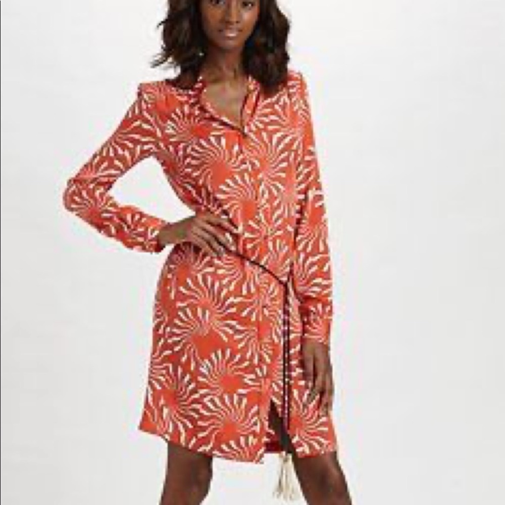 DVF Gyls Knee Length Button Down Long Sleeve Dress